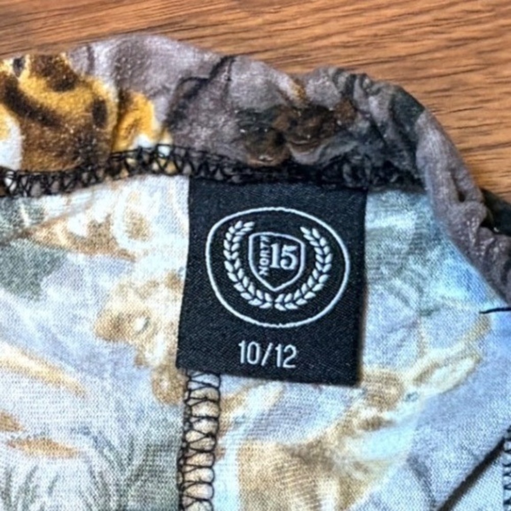 North 15 Fleece Lounge Pants Kids 10/12 Brown Camo Good Wildlife Print RN63525 - Picture 2 of 6